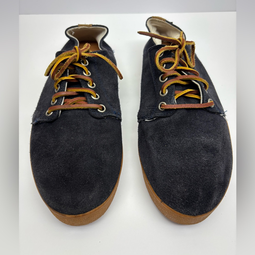 Pompeii Men's Blue Suede Casual Lace-Up Shoes With Brown Accents Sz 43 Eu Box 30